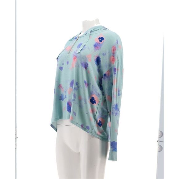 Candace Cameron Malibu Lounge 1/2 Zip Hoodie SilvSage TieDye A4732298 - Picture 2 of 9